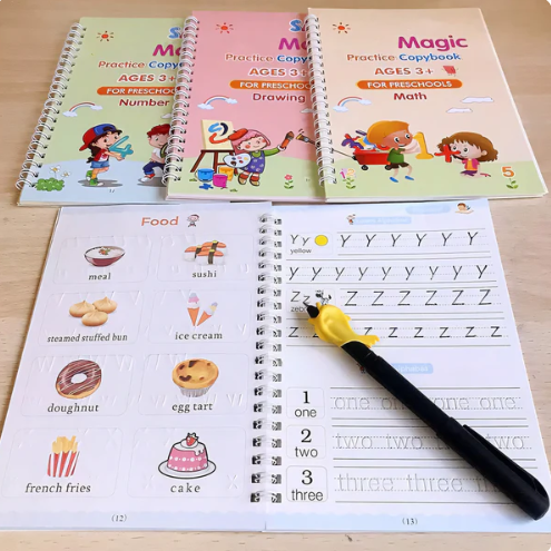 Sank Magic Practice 4 Books Pack + 1 Pen + 10Refills + 1Griper
